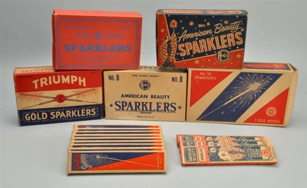 LOT OF 5: 1920S - 1950S BULK CARTON SPARKLERS.    