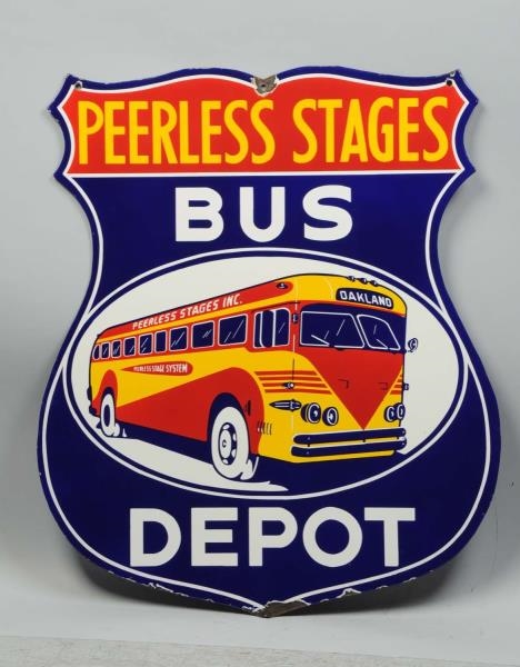 PEERLESS STAGES BUS DEPOT SIGN                    