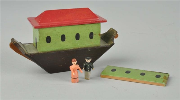 SMALL WOODEN ARK WITH FIGURES.                    