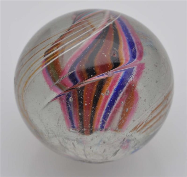 LARGE END OF CANE DOUBLE RIBBON SWIRL MARBLE.     