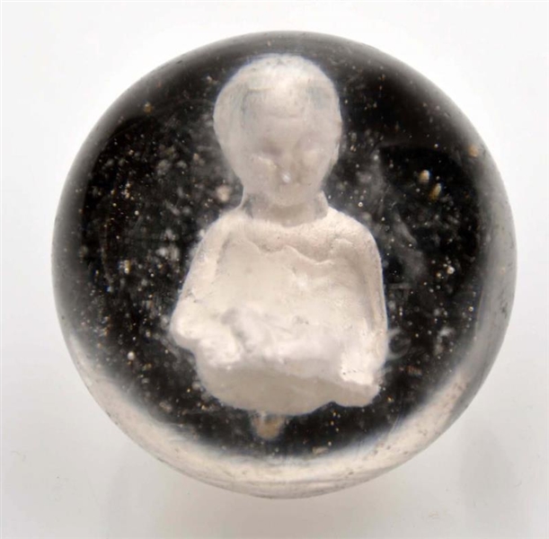 SITTING CHILD SULPHIDE MARBLE.                    