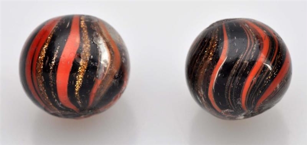 LOT OF 2: RED BANDED INDIAN LUTZ MARBLES.         