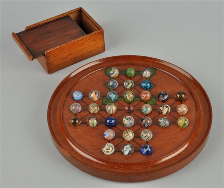 GENERAL GRANT BOARD WITH WOOD BOX OF MARBLES.     