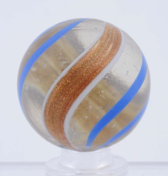 LARGE CLEAR BANDED LUTZ MARBLE.                   