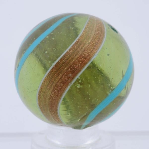 LARGE LIGHT GREEN BANDED LUTZ MARBLE.             