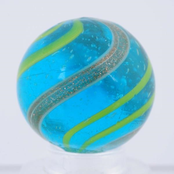 AQUA GLASS BANDED LUTZ MARBLE.                    