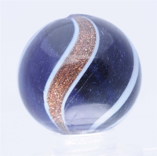 RARE PURPLE GLASS BANDED LUTZ MARBLE.             