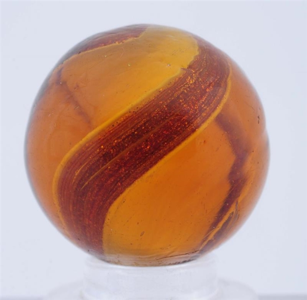 AMBER GLASS RIBBON LUTZ MARBLE.                   