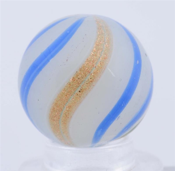 OPALESCENT WHITE BANDED LUTZ MARBLE.              