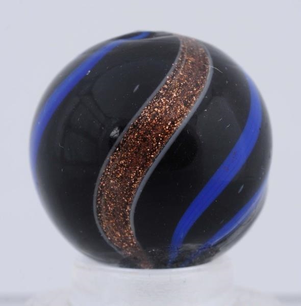 BLACK OPAQUE BANDED LUTZ MARBLE.                  