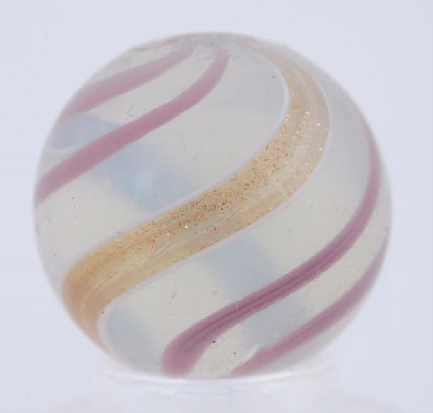 OPALESCENT WHITE BANDED LUTZ MARBLE.              