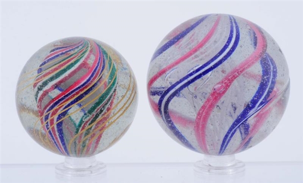LOT OF 2: LARGE SWIRL MARBLES.                    