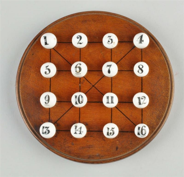 MAGIC SQUARE MARBLE GAME WITH 16 CHINA MARBLES.   