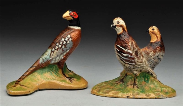 LOT OF 2: CAST IRON PHEASANT & QUAIL PAPERWEIGHTS.