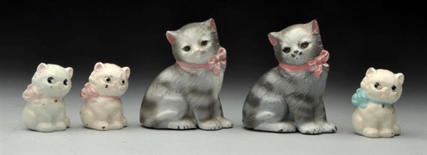 LOT OF 5: CAST IRON ASSORTED CAT PAPERWEIGHTS.    
