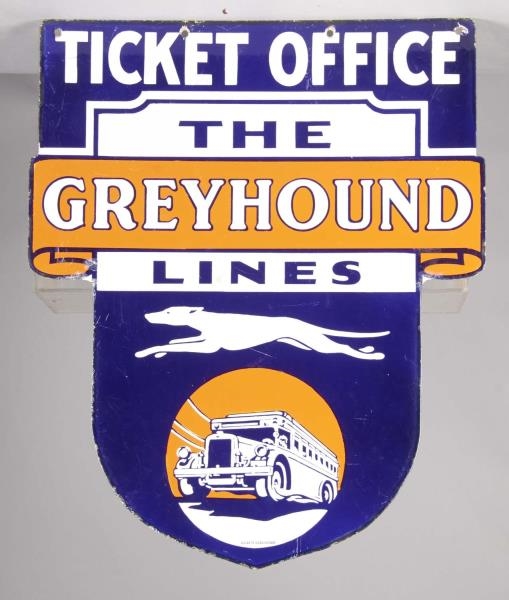 THE GREYHOUND LINES TICKET OFFICE PORCELAIN SIGN  