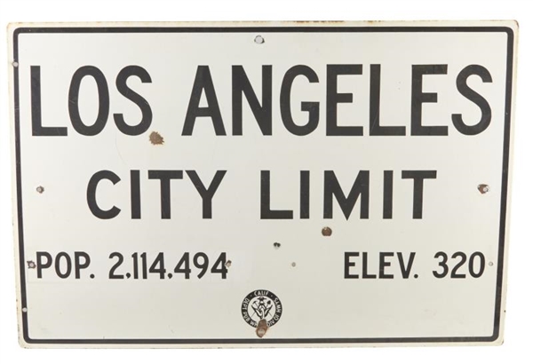 LOS ANGELES CITY LIMIT PORCELAIN HIGHWAY SIGN     