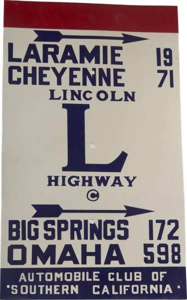AUTO CLUB OF SOUTHERN CALIFORNIA LINCOLN HWY SIGN 