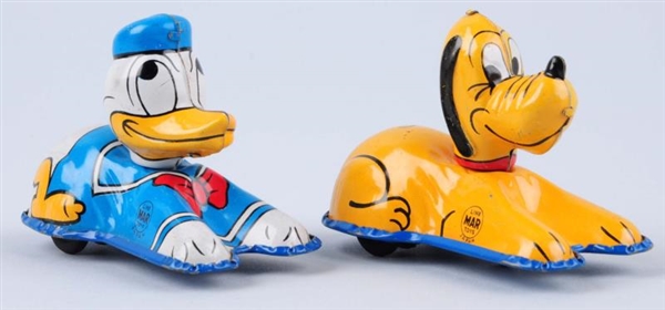 LOT OF 2: TIN PLUTO AND DONALD DUCK FRICTION TOY  