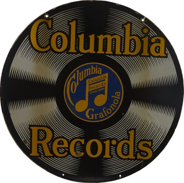 ORIGINAL COLUMBIA RECORDS ROUND PORCELAIN SIGN    