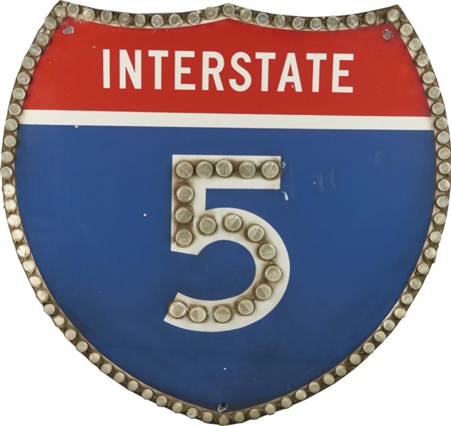 ORIGINAL CALIFORNIA INTERSTATE 5 METAL ROAD SIGN  