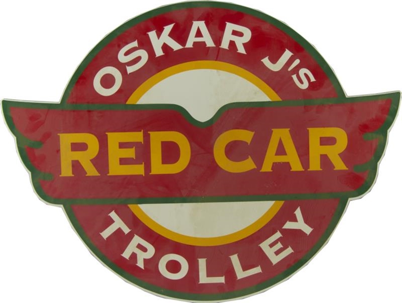 OSKAR JS RED CAR TROLLEY SIGN                    