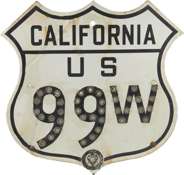 CALIFORNIA ROUTE 99W PORCELAIN ROAD SIGN          