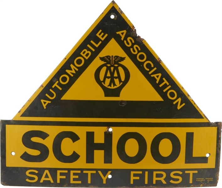 AUTOMOBILE ASSOCIATION SCHOOL PORCELAIN SIGN      