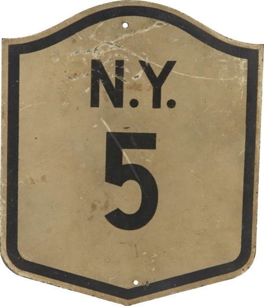 NEW YORK STATE ROUTE 5 REFLECTIVE METAL ROAD SIGN 