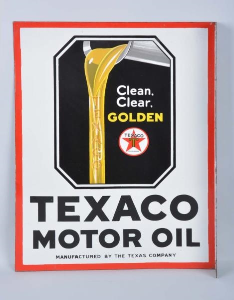 TEXACO MOTOR OIL PORCELAIN FLANGE SIGN            