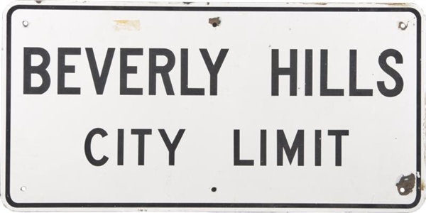 BEVERLY HILLS CITY LIMIT PORCELAIN ROAD SIGN      