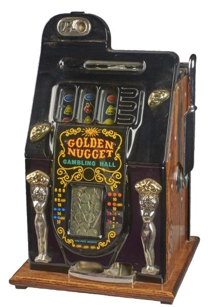 ***25¢ MILLS GOLDEN NUGGET GOLDEN DOLL SLOT       