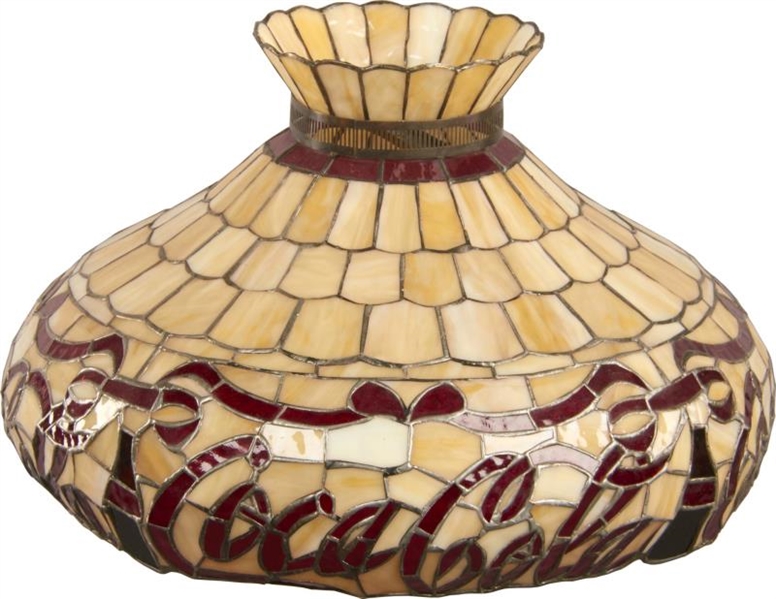 ORIGINAL COCA COLA LEADED GLASS LAMP SHADE        