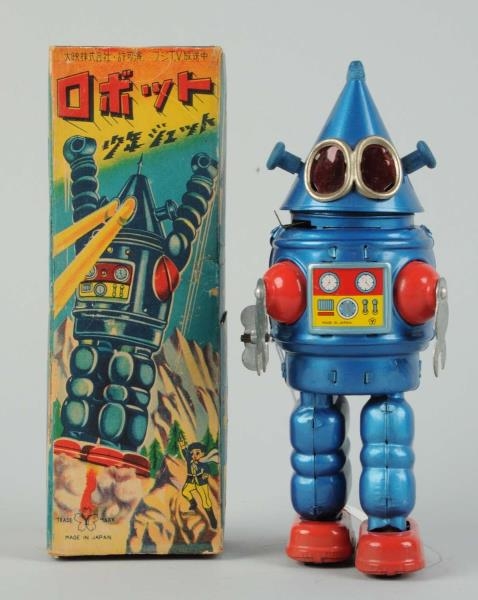 JAPANESE TIN LITHO "CONE HEAD" ROBOT O/B.         