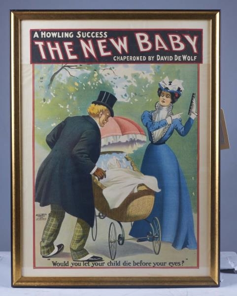 THE NEW BABY THEATRE POSTER IN FRAME              