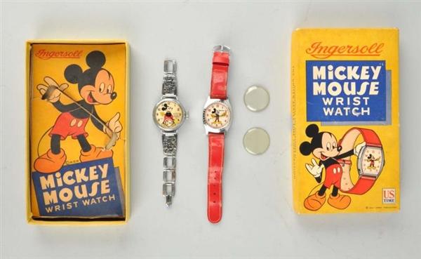 LOT OF 2: MICKEY MOUSE WRIST WATCHES WITH ONE BOX.