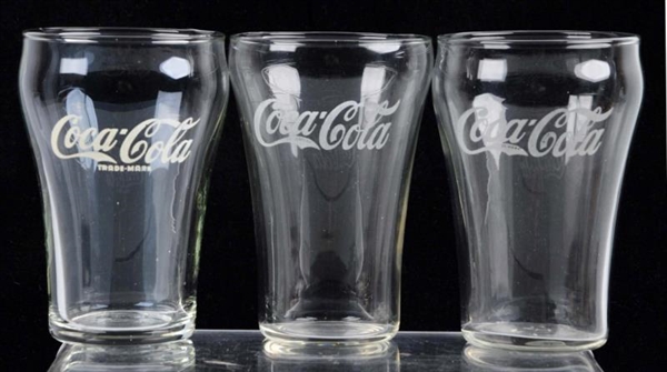 LOT OF 3: LIBBY COCA-COLA GLASSES.                