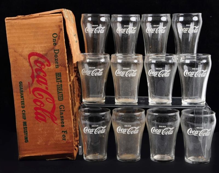 FULL CASE OF 1950S COCA-COLA GLASSES.            