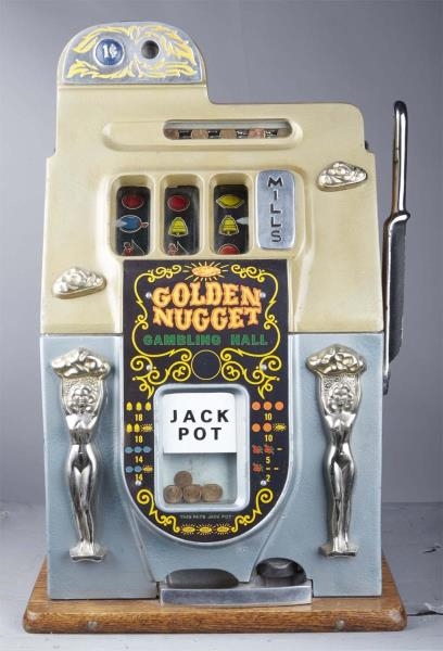 1 ¢ MILLS GOLDEN NUGGET GOLDEN DOLL SLOT MACHINE  