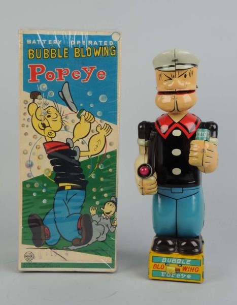LINEMAR BATTERY-OPERATED BUBBLE BLOWING POPEYE.   