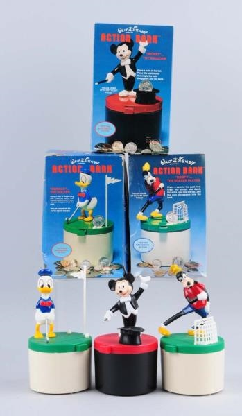 LOT OF 3: DISNEY CHARACTER BANKS IN BOXES.        