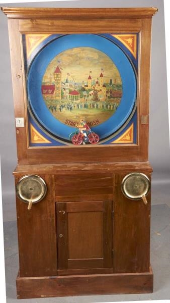 COIN OPERATED HAND CRANK BICYCLE ARCADE GAME      
