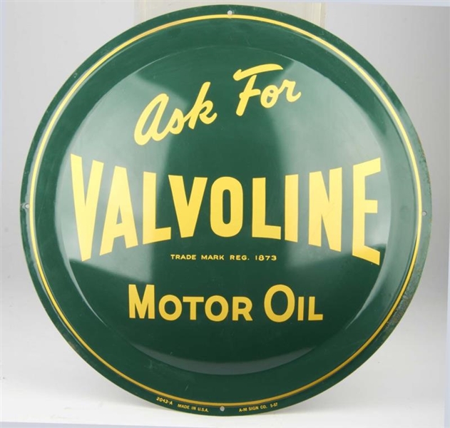 VALVOLINE MOTOR OIL TIN BUTTON SIGN               