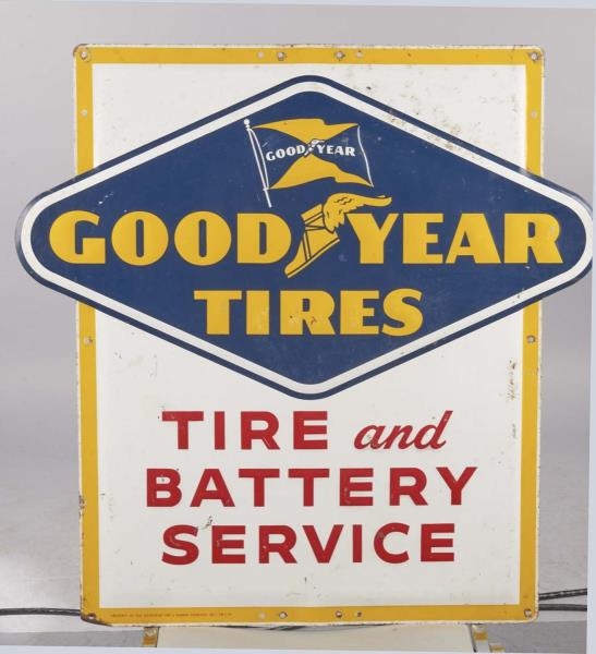 GOODYEAR TIRES & BATTERY SERVICE EMBOSSED SIGN    
