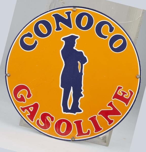 CONOCO GASOLINE ROUND GAS PUMP SIGN               