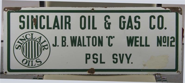 SINCLAIR OIL & GAS CO. WELL NO. 12 PORCELAIN SIGN 