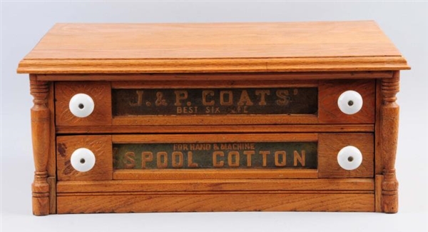 COATS SPOOL COTTON TWO DRAWER THREAD CABINET.    