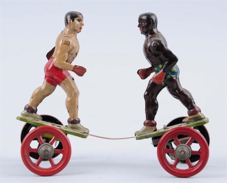 GERMAN TIN LITHO WIND - UP BOXING TOY.            