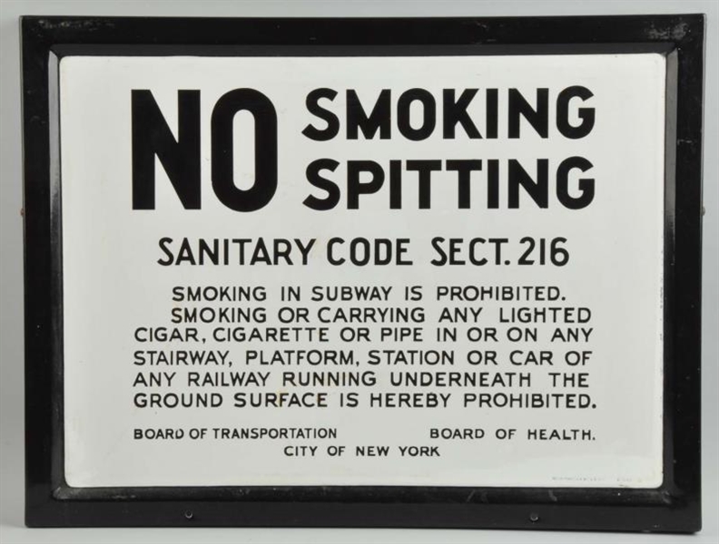 NO SMOKING-SPITTING PORCELAIN SIGN.               