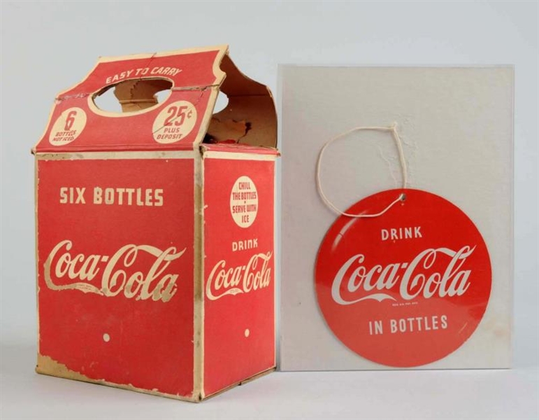 LOT OF 2: 1930S COCA-COLA CARRIER & 50S FAN PULL